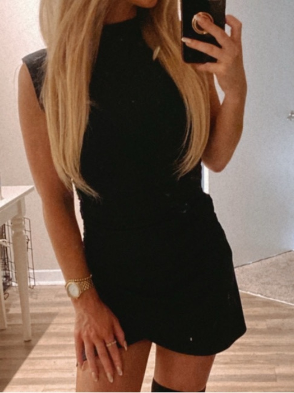 Aritzia Black Sleeveless Ruched Midi Dress
